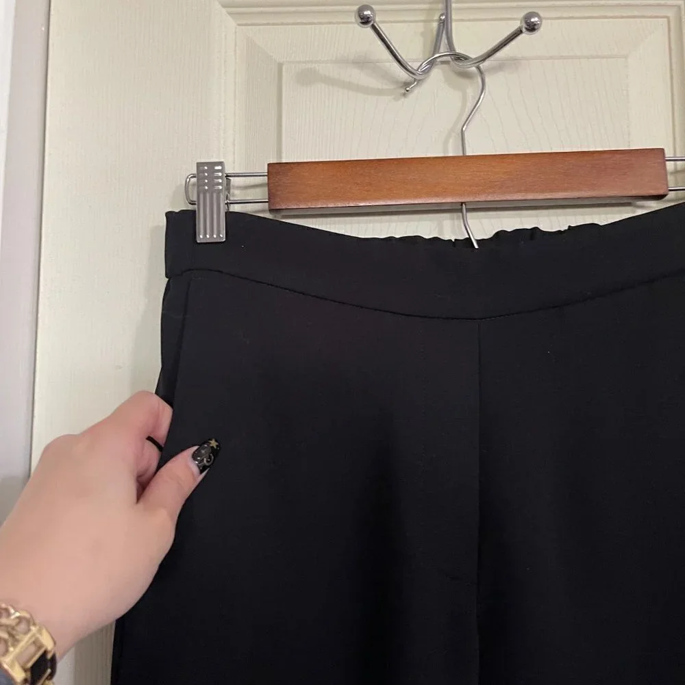 J. Crew Womens Black Pockets Elastic Waist Drapey Pull On Ankle Trouser Pants 4